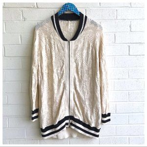 Free People Crochet Lace Bomber Jacket